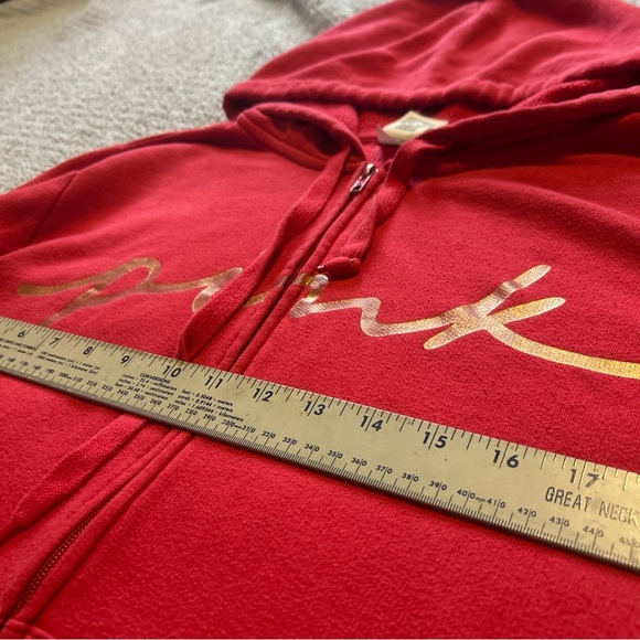 PINK Victoria's Secret Vibrant Red Full Zip Up Hoodie Size Large - Picture 5 of 9
